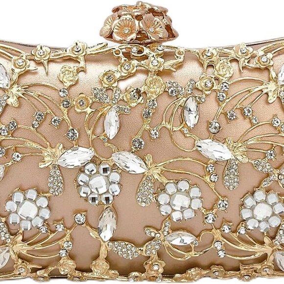 Rhinestone Evening Bag Sparkly Womens Crystal Purse Party Wedding Cocktail Prom - Picture 1 of 8